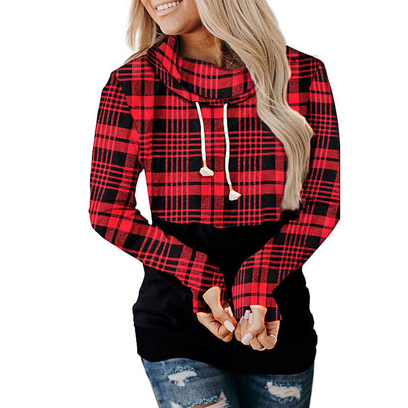 Checked Coat With Hood And Lace Up Padded Sweatshirt