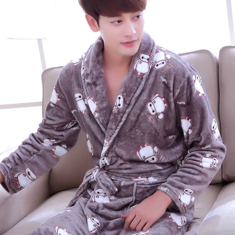 Men's Winter Bathrobe Coral Fleece Pajamas