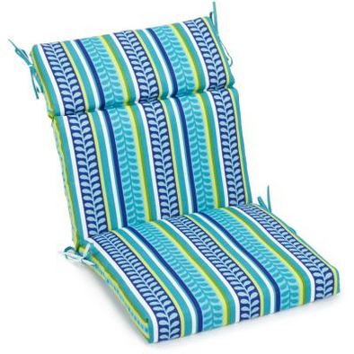 19-inch by 40-inch Spun Polyester Outdoor Squared Seat/Back Chair Cushion Pike Azure