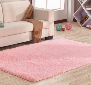 Smooth silk wool carpet, bedroom living room bedside carpet Pink - Bestgoodshop