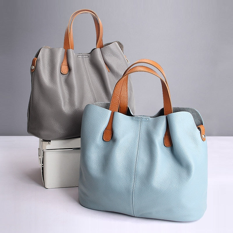 Leather bag women's mother bag soft leather tote bag