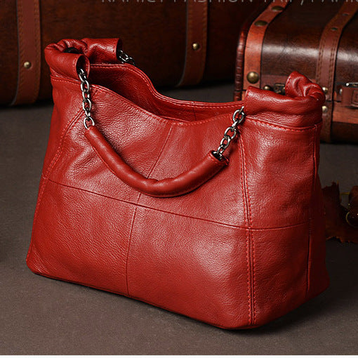 Ladies New Handbag Shoulder Bag Leather Top Layer Chain