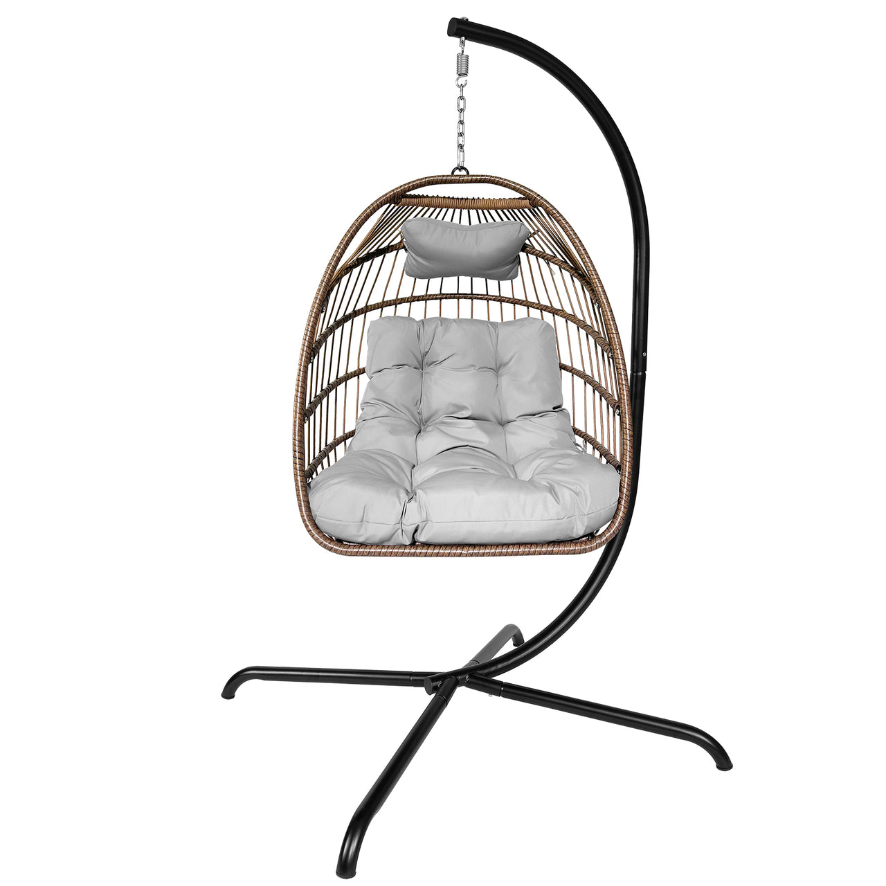 Swing Egg Chair With Stand Indoor Outdoor Wicker Rattan Patio Basket