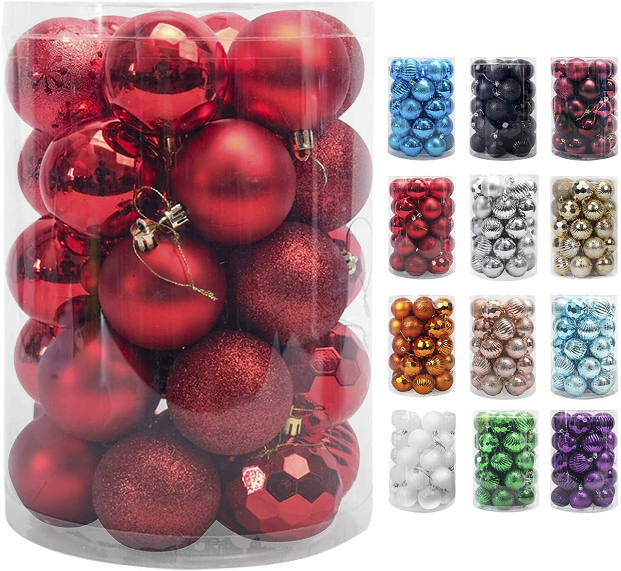 24Pcs Christmas Glitter Ball Ornaments Xmas Tree Ball Hanging Party Decor US Random Color