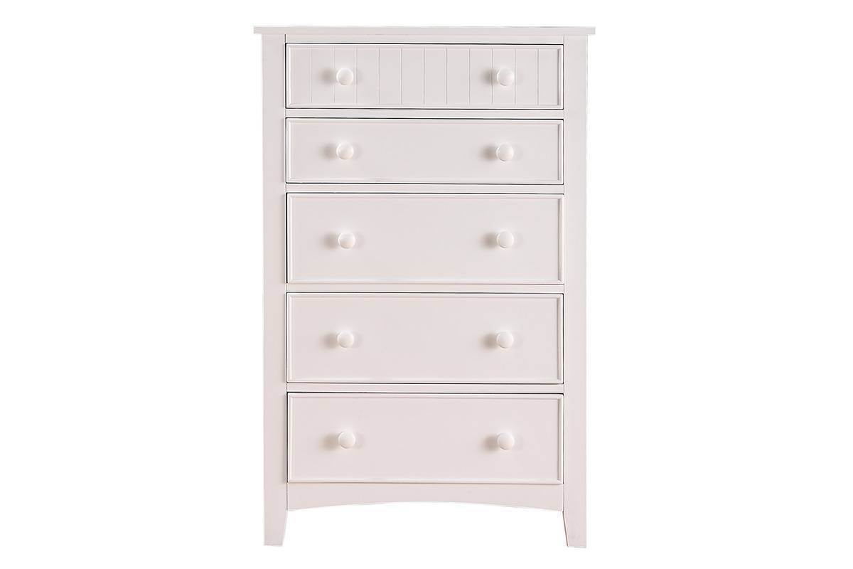 Contemporary White 1pc Chest of Drawers Plywood Pine Veneer Bedroom Furniture