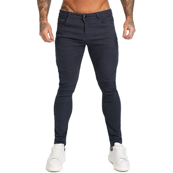 Slim-fit Men's Solid Color Trousers
