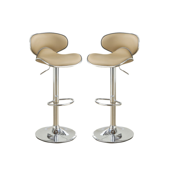 Adjustable Brown Faux Leather Bar Stools, Set of 2