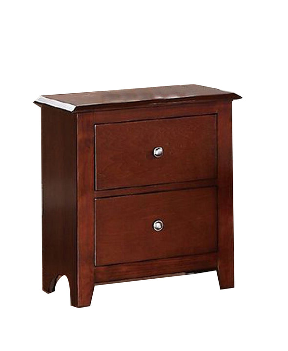 Selma Nightstand With 2 Drawers Storage In Brown Finish