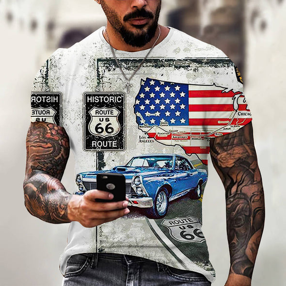 Men Summer 3Dt Shirt Top Printed Street Short Sleeve