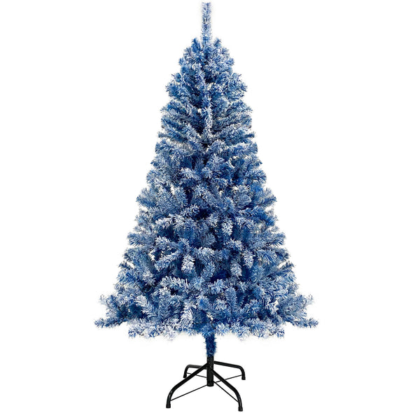6FT Pre-Lit Hinged Artificial Fir Chritmas Tree, Xmas Tree Snow Flocked Artificial Holiday Christmas Tree w/750 Branch Tips X-mas
