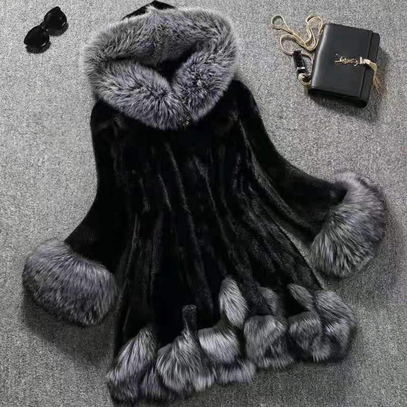 Women's Hooded faux mink coat - Bestgoodshop