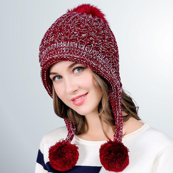 Tide autumn and winter plus velvet warm knitted hat ear protection hat