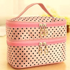 Double-layer cosmetic bag with large capacity to receive wave-point cosmetic bag Wash-Rinse bag