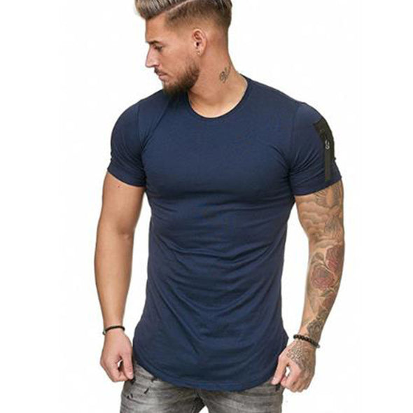 Men's T-shirt short sleeves and solid colored streamers