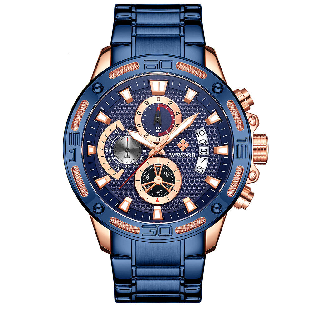 Fashion Mens Watches Luxury Gold Full Steel Quartz Watch Men Waterproof Sport Chronograph