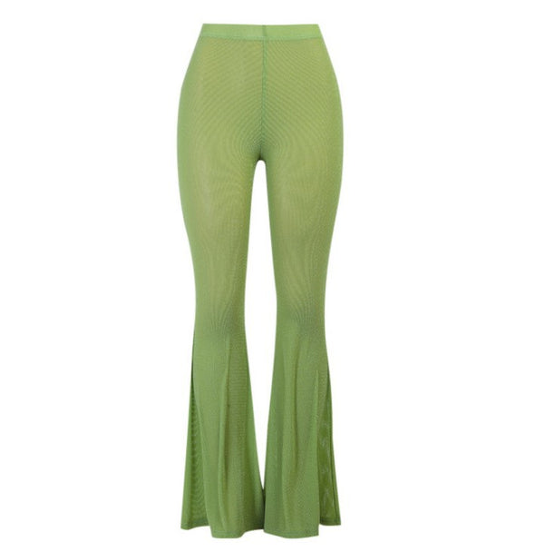 Retro Solid Color High Waist Casual Trousers