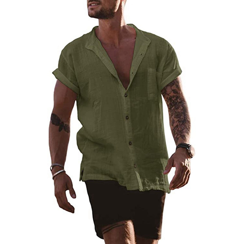 Men'S Cotton And Linen Shirts Loose-Fitting