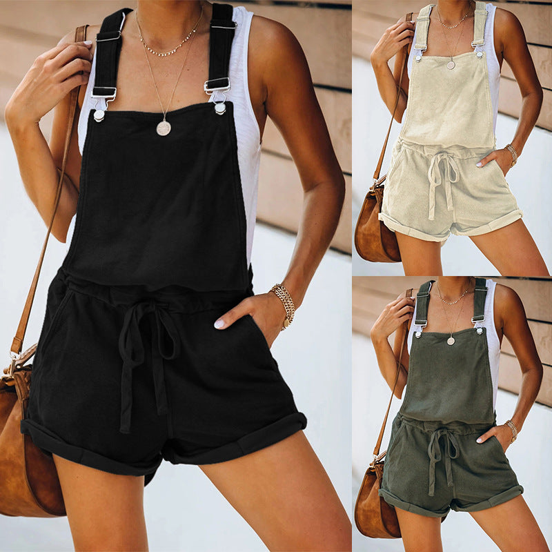 Women's Sleeveless Lace-up Slim-fit High-waist Overalls