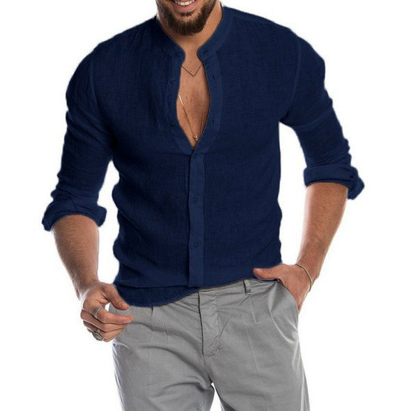 Collar Long Sleeve Men's Shirt