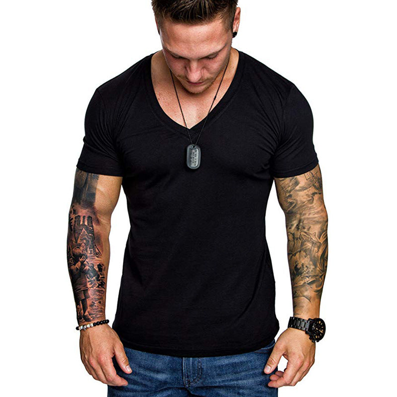 Men's T-Shirt Fashion Casual Sports Solid Color T-Shirt