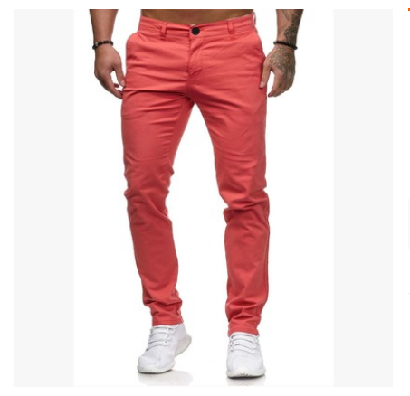 Slim-fit Men's Casual Color Trousers