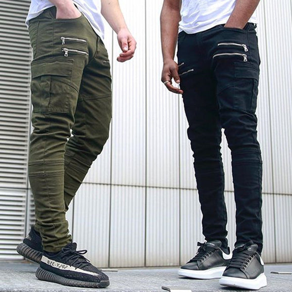 Slim-fit Solid Color Sports Casual Pants