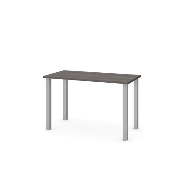 Bestar 24 x 48 Table with square metal legs in Bark Gray