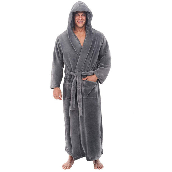 Mens Longer bathrobe long-sleeve gown