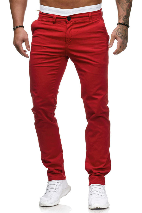 Men's straight casual slim trousers
