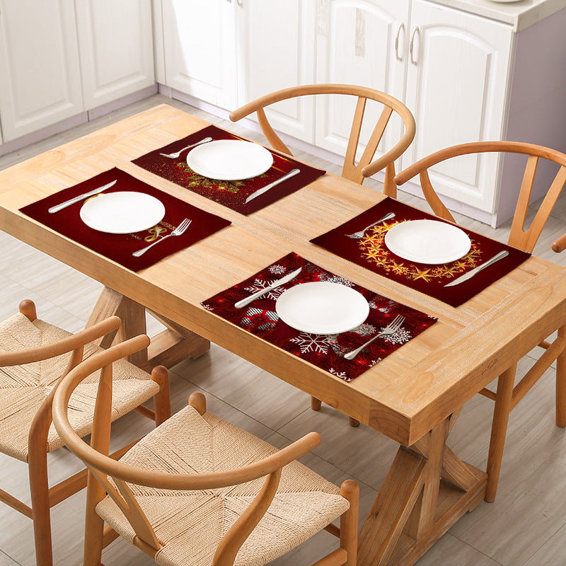 Christmas Red Series Cotton And Linen Placemat