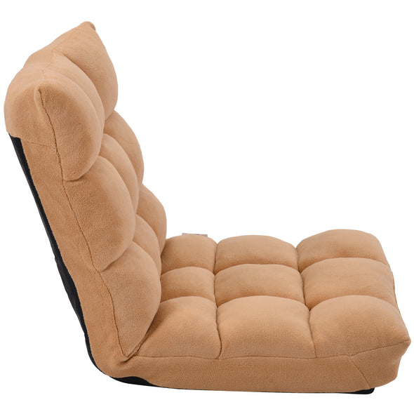 Fabric Upholstered Folding Lazy Sofa Chair Adjustable Floor Sofa Chair Yellow