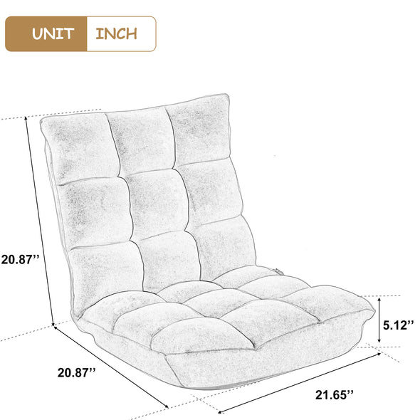 Fabric Upholstered Folding Lazy Sofa Chair Adjustable Floor Sofa Chair Yellow