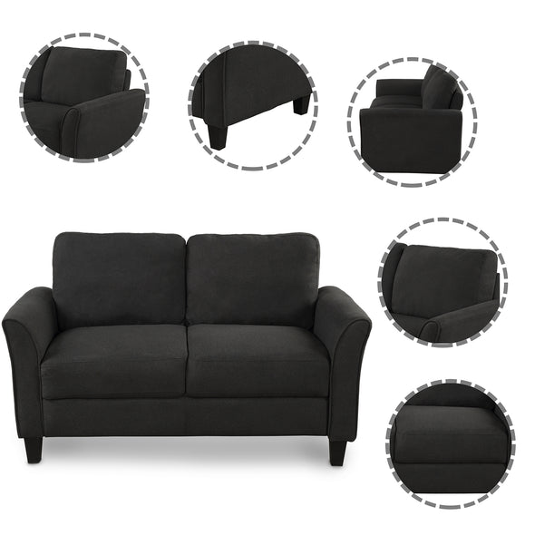 Living Room Furniture Love Seat Sofa Double Seat Sofa (Loveseat Chair)(Black)