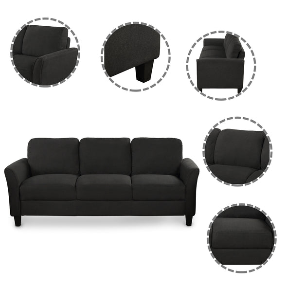 3-Seat Sofa Living Room Linen Fabric Sofa (3-Seat Sofa)