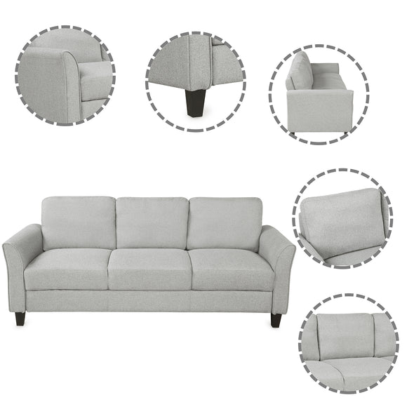 Living Room Furniture Loveseat Sofa and 3-seat  sofa (Light Gray)
