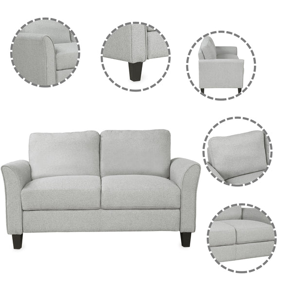 Living Room Furniture Loveseat Sofa and 3-seat  sofa (Light Gray)