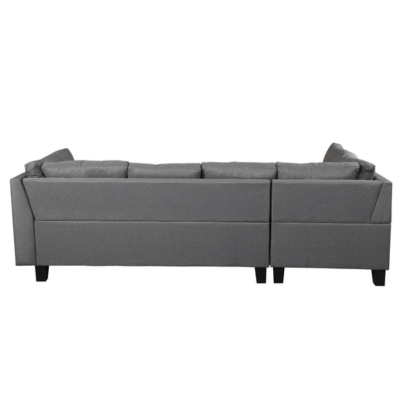 Sectional Sofa Set  for Living Room  with  Right Hand Chaise Lounge and Storage Ottoman  (Grey)