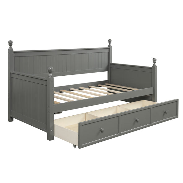 Wood Daybed with Three Drawers ,Twin Size Daybed,No Box Spring Needed ,Gray
