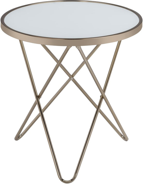 Valora End Table in Champagne & Frosted Glass 81827
