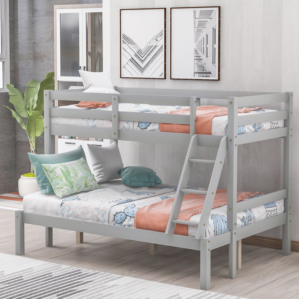 Twin over full bunk bed ( Gray ）