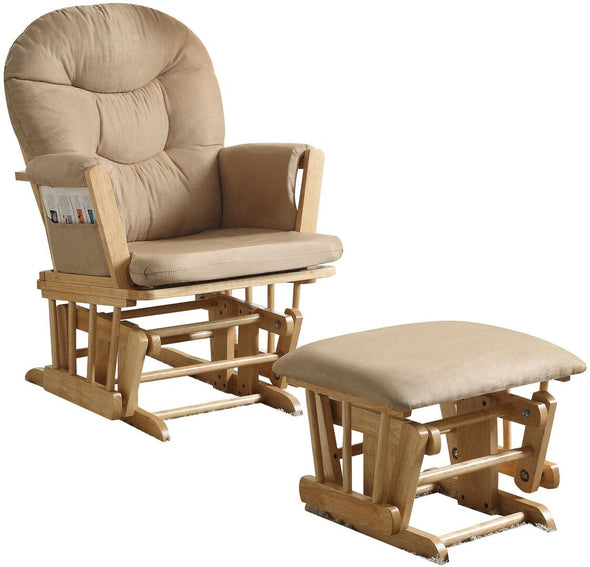 Rehan Chair & Ottoman (2Pc Pk) in Taupe Microfiber & Natural Oak 59332