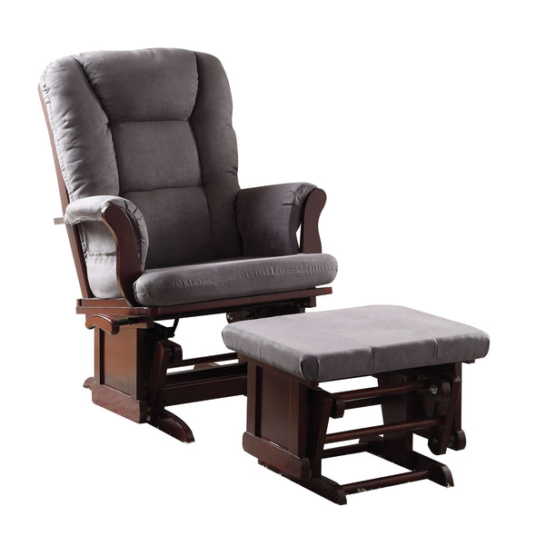 Aeron Chair & Ottoman (2Pc Pk) in Gray Microfiber & Cherry 59338