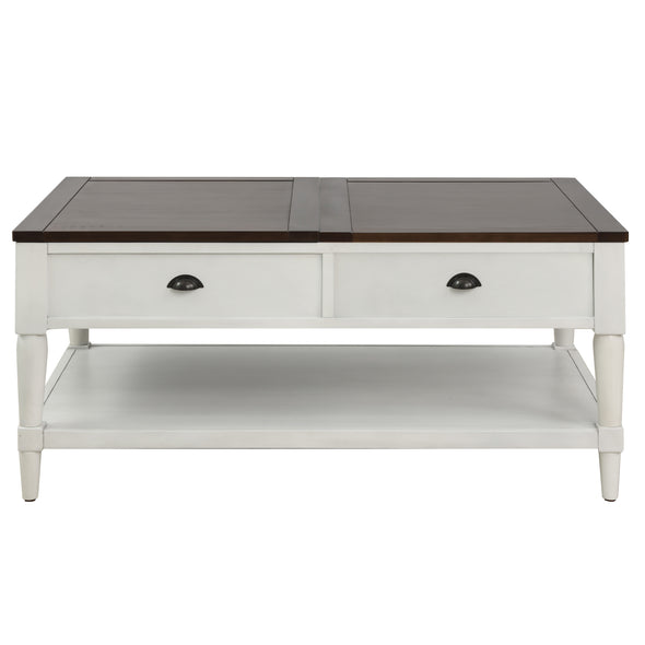 Coffee Table Lift Top Wood Home Living Room , with 1 Drawer and ShelfWhite and Brown