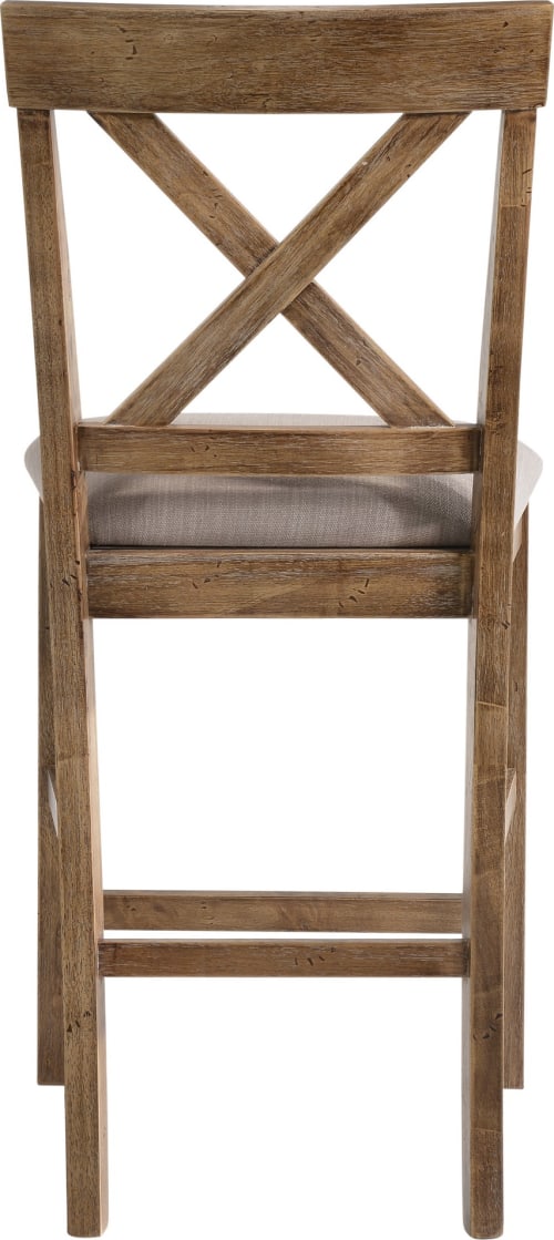 Martha II Counter Height Chair (Set-2) in Tan Linen & Weathered Oak 70832