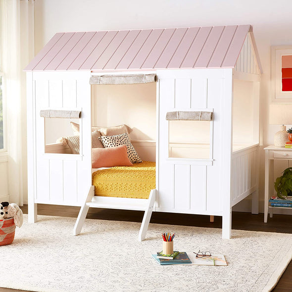 Spring Cottage Full Bed in White & Pink 37695F