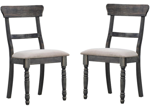 Leventis Side Chair (Set-2) in Light Brown Linen & Weathered Gray 74642