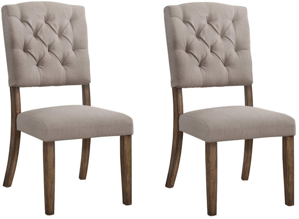 Bernard Side Chair (Set-2) in Cream Linen & Weathered Oak 66187