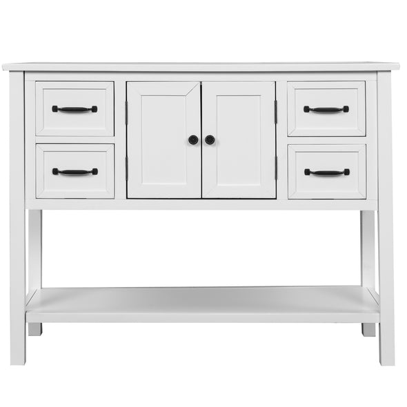 43'' Modern Console Table  Sofa Table for Living Room with 4 Drawers, 1 Cabinet and 1 Shelf
