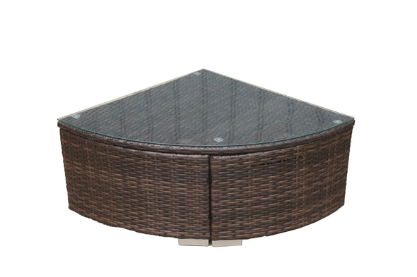 6 PCs Outdoor Patio PE Rattan Wicker Sofa Sectional Furniture brown rattan with beige cushion