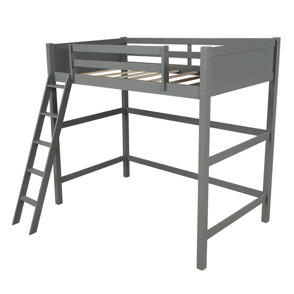 Solid Wood Twin Size Loft Bed with Ladder(Gray)